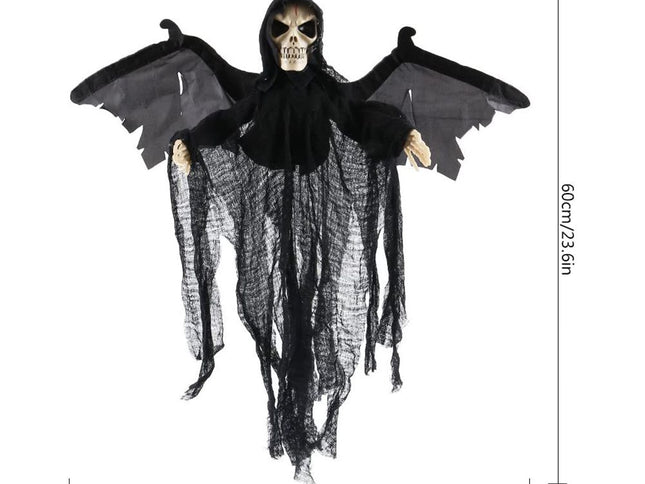Hanging Bat Ghost Mixed Voice Control Lightening Eyes Screaming Moving Trick or Treat Party Hanging Decoration Best Halloween Decoration Prop