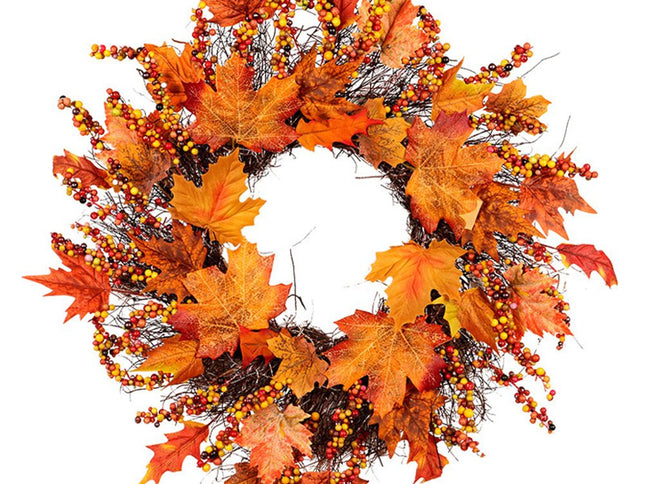 Maple Leaf Wreath Door Hanging Thanksgiving Wreath Halloween Vine Ornament