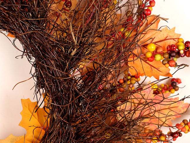 Maple Leaf Wreath Door Hanging Thanksgiving Wreath Halloween Vine Ornament