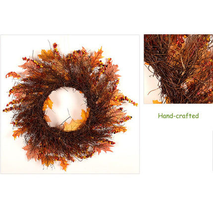 Maple Leaf Wreath Door Hanging Thanksgiving Wreath Halloween Vine Ornament