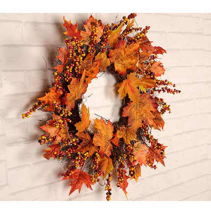 Maple Leaf Wreath Door Hanging Thanksgiving Wreath Halloween Vine Ornament