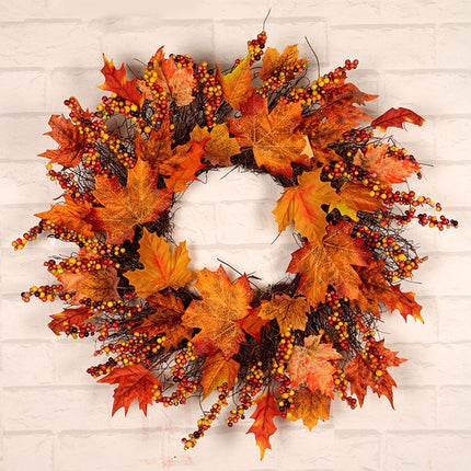 Maple Leaf Wreath Door Hanging Thanksgiving Wreath Halloween Vine Ornament