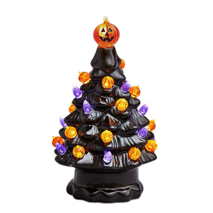 Lighted Ceramic Halloween Tree Tabletop Halloween Decoration Halloween Tree Pumpkin Light
