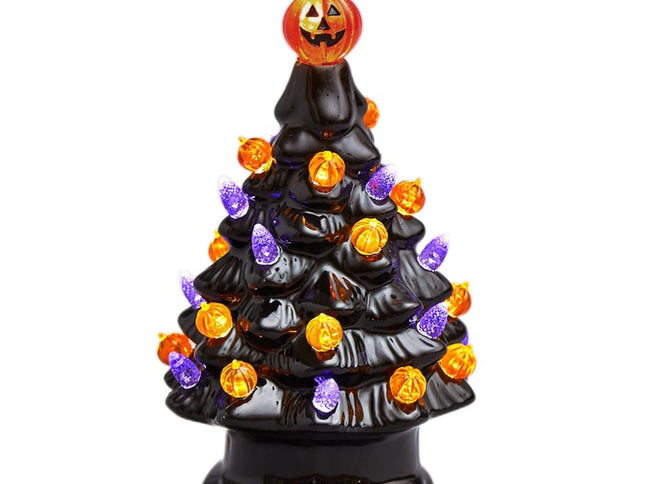 Lighted Ceramic Halloween Tree Tabletop Halloween Decoration Halloween Tree Pumpkin Light
