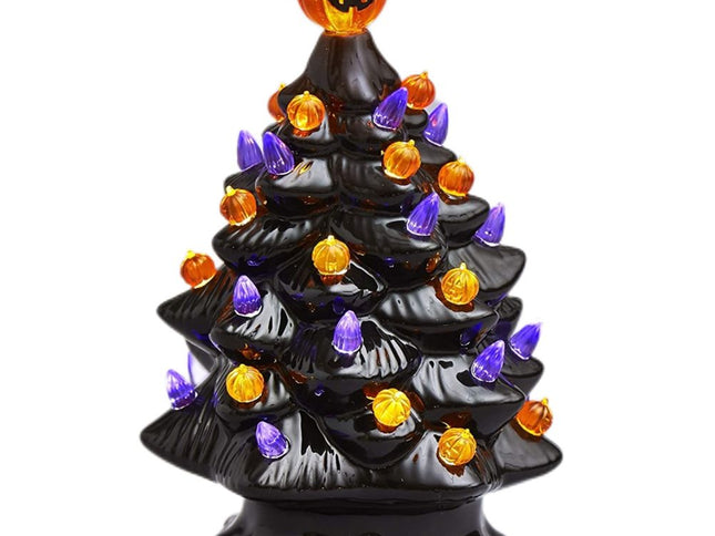 Lighted Ceramic Halloween Tree Tabletop Halloween Decoration Halloween Tree Pumpkin Light