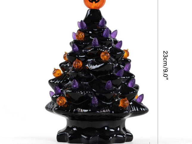 Lighted Ceramic Halloween Tree Tabletop Halloween Decoration Halloween Tree Pumpkin Light
