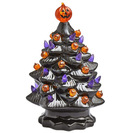 Lighted Ceramic Halloween Tree Tabletop Halloween Decoration Halloween Tree Pumpkin Light