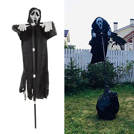 Scream Scarecrow Polyester PVC with Detachable Pole Garden Ghostface Decoration for Halloween Rural Protection