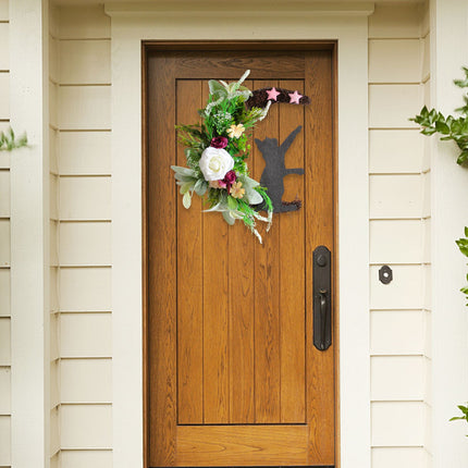 Halloween Moon Cat Garland Halloween Wreath Hanging Decoration for Halloween Party Home Farmhouse Porch Front Door Decor