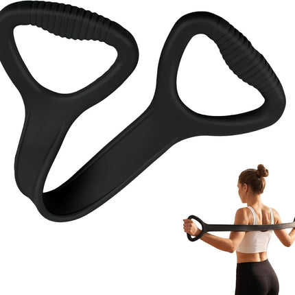 Black Resistance Band with Handles, Upgraded Silicone Exercise Bands for Shoulder Stretching, Yoga, Pilates, Arm, Back, Leg Workouts at Gym or Home, Compact, Stylish Design for Men and Women
