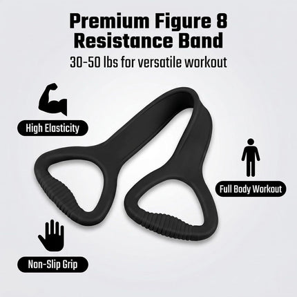 Black Resistance Band with Handles, Upgraded Silicone Exercise Bands for Shoulder Stretching, Yoga, Pilates, Arm, Back, Leg Workouts at Gym or Home, Compact, Stylish Design for Men and Women