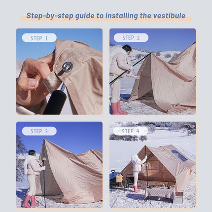Inflatable Camping Tent with Canopy, Easy Setup Large 4-6 Person Family Waterproof Air Tent, Heavy Duty Cabin Glamping Hiking Blow up Tent with Awning Extension Porch & Air Pump -Khaki