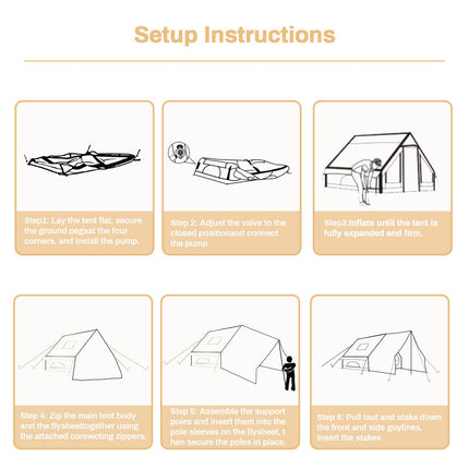 Dark Green Inflatable Camping Tent with Canopy, Large 4-6 Person, Waterproof, Heavy Duty Cabin Glamping Hiking Blow Up Tent with Awning Extension Porch and Air Pump