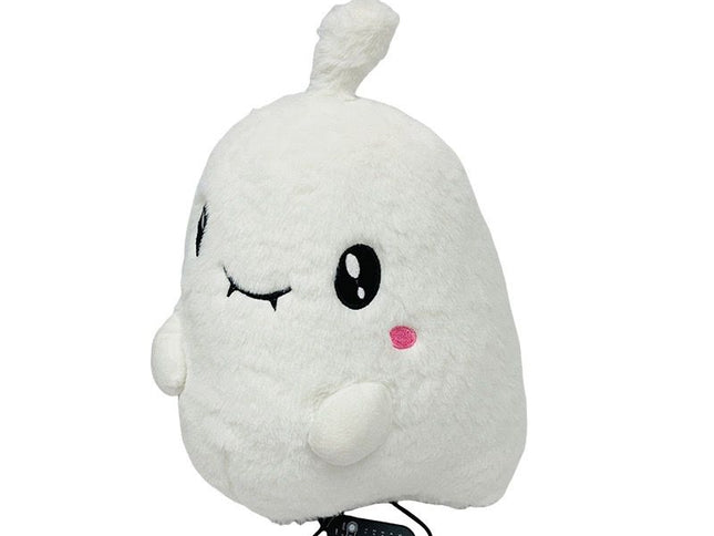 USB-Powered Plush Heating Pad, Cartoon Ghost Design, Soft Warm Stuffed Toy for Home, Office, and Travel, Perfect Cozy Gift for Halloween and Cold Days (White)