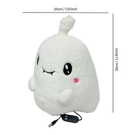 USB-Powered Plush Heating Pad, Cartoon Ghost Design, Soft Warm Stuffed Toy for Home, Office, and Travel, Perfect Cozy Gift for Halloween and Cold Days (White)