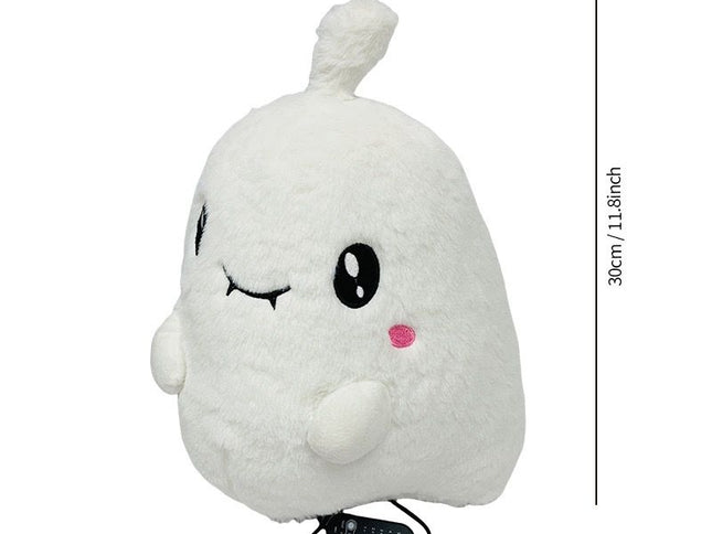 USB-Powered Plush Heating Pad, Cartoon Ghost Design, Soft Warm Stuffed Toy for Home, Office, and Travel, Perfect Cozy Gift for Halloween and Cold Days (White)