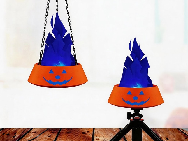 Rechargeable LED Halloween Jack-o‚Äô-Lantern with Silk Flame Effect ‚Äì Orange, Blue Flame