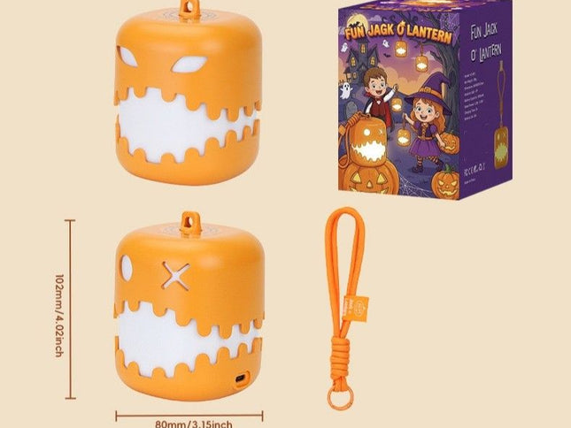 Dual-Expression Halloween Pumpkin Night Light with 7 Modes, Pull-String Control, and Rechargeable Battery – Spooky Festival Decor, Kids' Handheld Prop, and Cozy Bedside Lamp (2PCS)