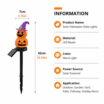 Halloween Solar Pathway Lights Set, 3 Spooky Designs Including Pumpkin with Witch Hat, Cute Ghost, and Faux Campfire, Warm Glow, Auto On/Off, Waterproof Solar Stake Lights for Outdoor Garden Yard Path Decor (Ghost, 3PCS)