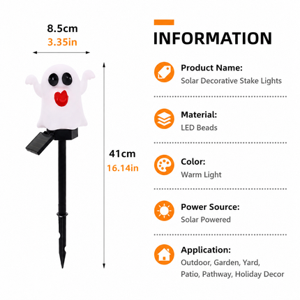 Halloween Solar Pathway Lights Set, 3 Spooky Designs Including Pumpkin with Witch Hat, Cute Ghost, and Faux Campfire, Warm Glow, Auto On/Off, Waterproof Solar Stake Lights for Outdoor Garden Yard Path Decor (Pumpkin, 3PCS)