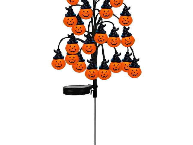 Bring Eerie Charm to Your Outdoor Space with Solar-Powered Halloween Stake Lights – Pumpkin, Skull, Spider & Pirate Motifs, 20 LED, Auto On/Off, Perfect for Garden Paths (Top Hat Pumpkin, 3PCS)