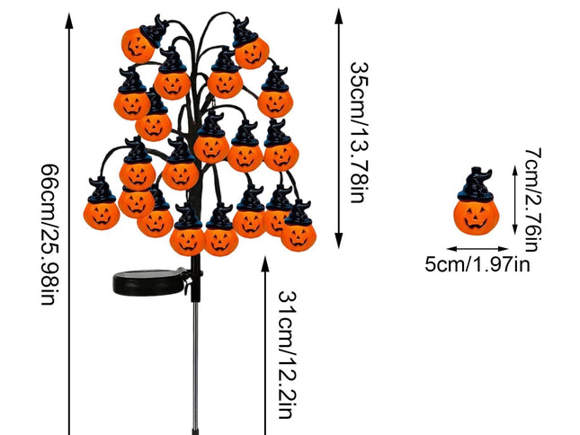 Bring Eerie Charm to Your Outdoor Space with Solar-Powered Halloween Stake Lights – Pumpkin, Skull, Spider & Pirate Motifs, 20 LED, Auto On/Off, Perfect for Garden Paths (Top Hat Pumpkin, 3PCS)