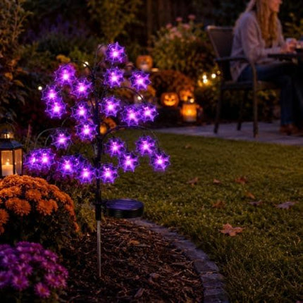 Bring Eerie Charm to Your Outdoor Space with Solar-Powered Halloween Stake Lights – Pumpkin, Skull, Spider & Pirate Motifs, 20 LED, Auto On/Off, Perfect for Garden Paths (Big-Eye Pumpkin, 2PCS)