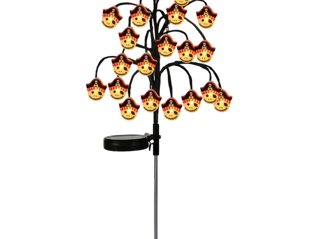 Bring Eerie Charm to Your Outdoor Space with Solar-Powered Halloween Stake Lights – Pumpkin, Skull, Spider & Pirate Motifs, 20 LED, Auto On/Off, Perfect for Garden Paths (Pirate Captain, 3PCS)