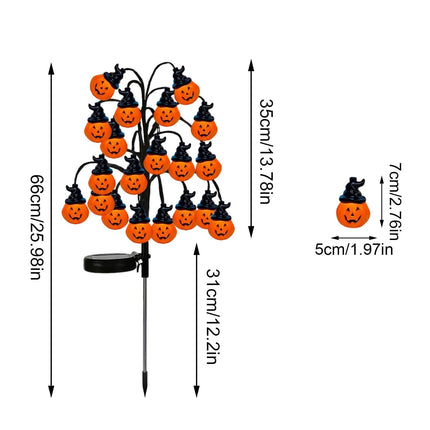 Bring Eerie Charm to Your Outdoor Space with Solar-Powered Halloween Stake Lights – Pumpkin, Skull, Spider & Pirate Motifs, 20 LED, Auto On/Off, Perfect for Garden Paths (Mini Injection Pumpkin, 2PCS)