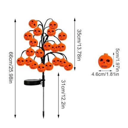 Bring Eerie Charm to Your Outdoor Space with Solar-Powered Halloween Stake Lights – Pumpkin, Skull, Spider & Pirate Motifs, 20 LED, Auto On/Off, Perfect for Garden Paths (Mini Injection Pumpkin, 2PCS)