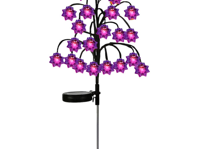 Bring Eerie Charm to Your Outdoor Space with Solar-Powered Halloween Stake Lights – Pumpkin, Skull, Spider & Pirate Motifs, 20 LED, Auto On/Off, Perfect for Garden Paths (Spider Web, 3PCS)