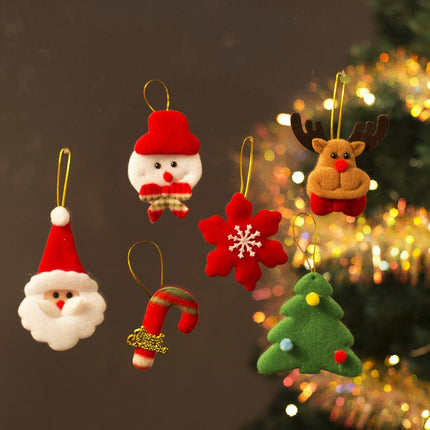 6Pcs Christmas Felt Hanging Ornament Set Santa Snowman Reindeer Tree Snowflake Candy Cane Xmas Tree Decorations