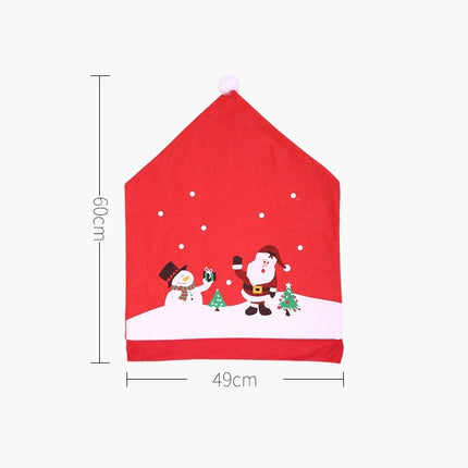1Pcs Christmas Chair Cover Red Santa Snowman Chair Back Cover for Dining Room Xmas Party Home Decoration