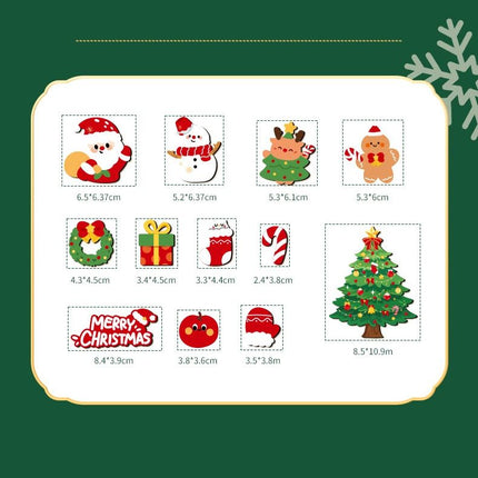12Pcs Christmas Fridge Magnets Set Magnetic Santa Snowman Tree Decorations for Refrigerator Xmas Home Decor
