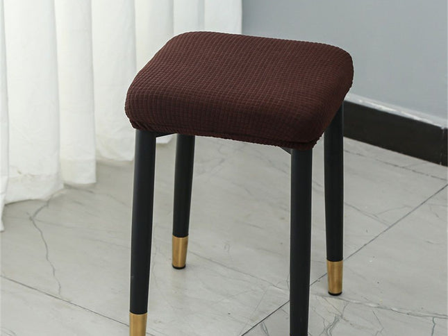 Washable Stretch Jacquard Rectangular Stool Covers ‚Äì 2-Piece Set, Checkered Coffee