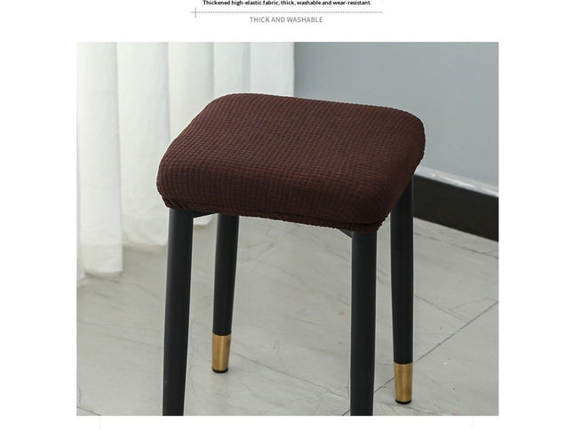 Washable Stretch Jacquard Rectangular Stool Covers ‚Äì 2-Piece Set, Checkered Coffee