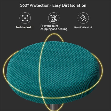 2 pack Stool Covers Round 11.8-14.1" Bar Stool Seat Covers Round with Squares, Elastic Soft and Comfortable are Rich Color That Doesn’t Fade (green,Only chair covers)