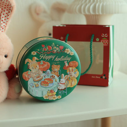 5PCS Cookie Tins with Lids for Gift Giving, Christmas Holiday Printed Round Metal Tins with Lids for Cookies, Candy, Food