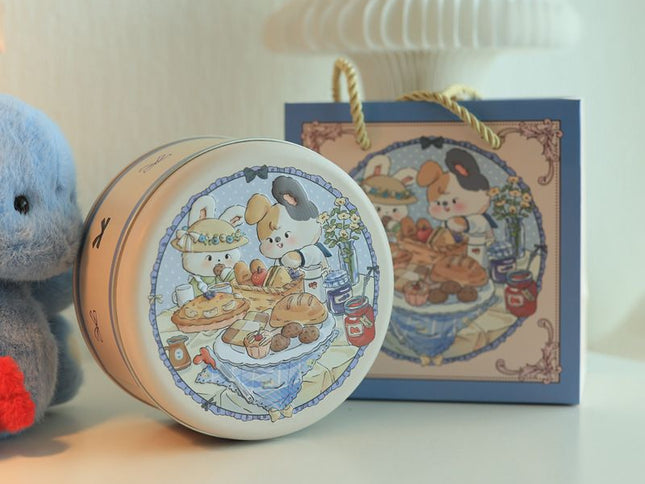 5PCS Cookie Tins with Lids for Gift Giving, Christmas Holiday Printed Round Metal Tins with Lids for Cookies, Candy, Food