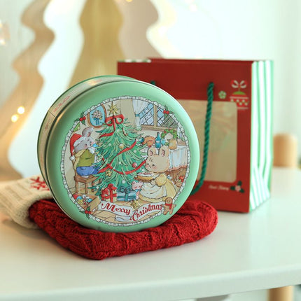5PCS Cookie Tins with Lids for Gift Giving, Christmas Holiday Printed Round Metal Tins with Lids for Cookies, Candy, Food
