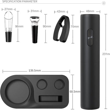 Wine Opener, Automatic Wine Corkscrew Opener, Electric Wine Opener Cordless Set Aerator stopper Rechargeable Wine lovers gift
