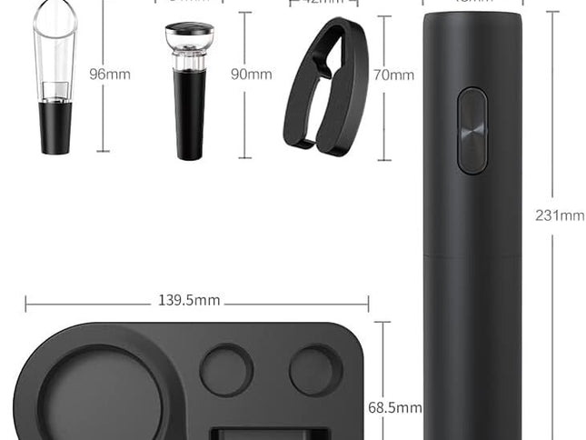 Wine Opener, Automatic Wine Corkscrew Opener, Electric Wine Opener Cordless Set Aerator stopper Rechargeable Wine lovers gift