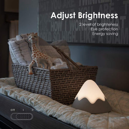Night Light,Snow Mountain lamp, Tap Control&Timer Setting, Soft Silicone, Dimmable, Soft Eye Caring, Rechargeable(Grey)