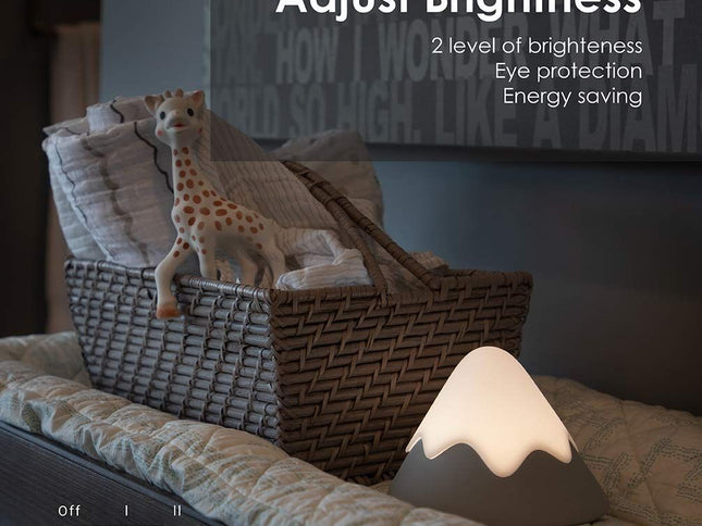 Night Light,Snow Mountain lamp, Tap Control&Timer Setting, Soft Silicone, Dimmable, Soft Eye Caring, Rechargeable(Grey)