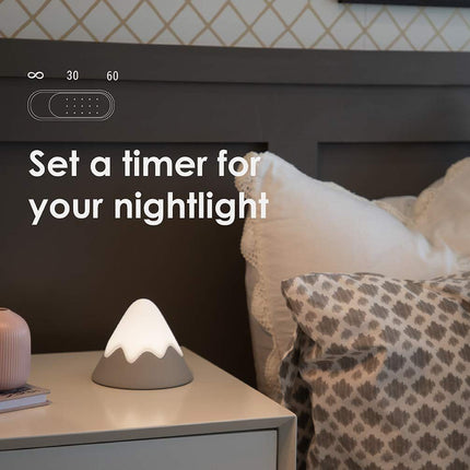 Night Light,Snow Mountain lamp, Tap Control&Timer Setting, Soft Silicone, Dimmable, Soft Eye Caring, Rechargeable(Grey)