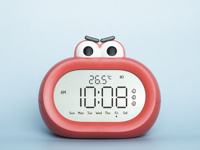 Visual Timer Rechargeable, Big Mouth Alarm Clock, 3 Alarms Loud LED Big Display Clock with USB Charging Port, (Red)