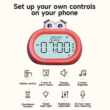 Visual Timer Rechargeable, Big Mouth Alarm Clock, 3 Alarms Loud LED Big Display Clock with USB Charging Port, (Red)