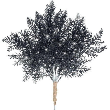 Christmas Pine Branches Artificial Needles 20pcs Needle Glitter Reusable DIY Home Decoration Xmas Twig Pick Branch Party Black