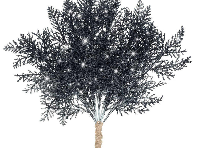 Christmas Pine Branches Artificial Needles 20pcs Needle Glitter Reusable DIY Home Decoration Xmas Twig Pick Branch Party Black