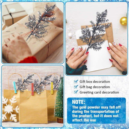 Christmas Pine Branches Artificial Needles 20pcs Needle Glitter Reusable DIY Home Decoration Xmas Twig Pick Branch Party Black